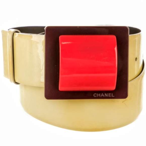 CHANEL VINTAGE 2007 WAIST BELT | Cream and Red | Small - Picture 1 of 3